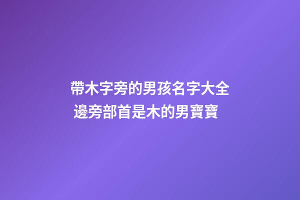 帶木字旁的男孩名字大全 邊旁部首是木的男寶寶